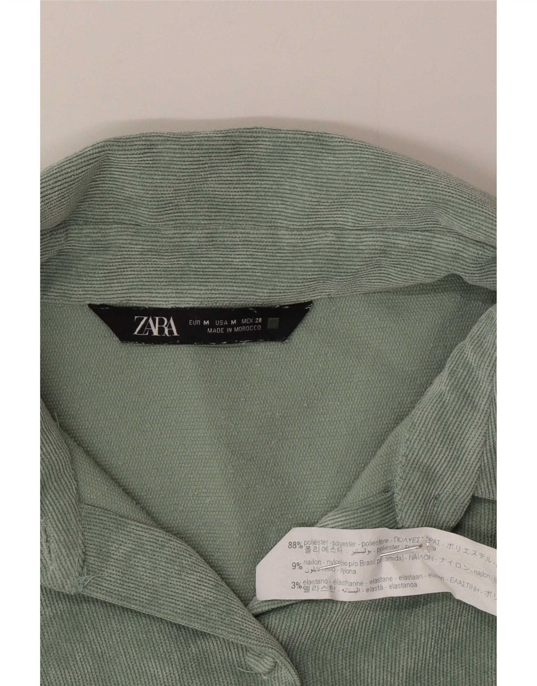 Zara Γυναικείο υπερμεγέθη κοτλέ πουκάμισο UK 14 Μεσαίο πράσινο πολυεστέρα