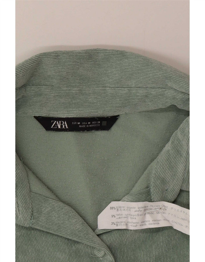 Zara Γυναικείο υπερμεγέθη κοτλέ πουκάμισο UK 14 Μεσαίο πράσινο πολυεστέρα