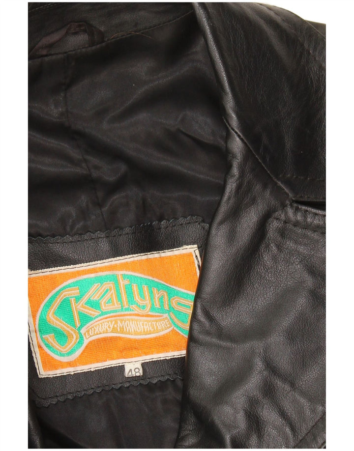 VINTAGE Ανδρικό Δερμάτινο Παλτό IT 48 Medium Black Leather