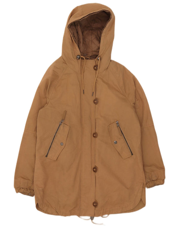 Zara Γυναικείο μπουφάν Parka με κουκούλα UK 6 XS Beige Polyester