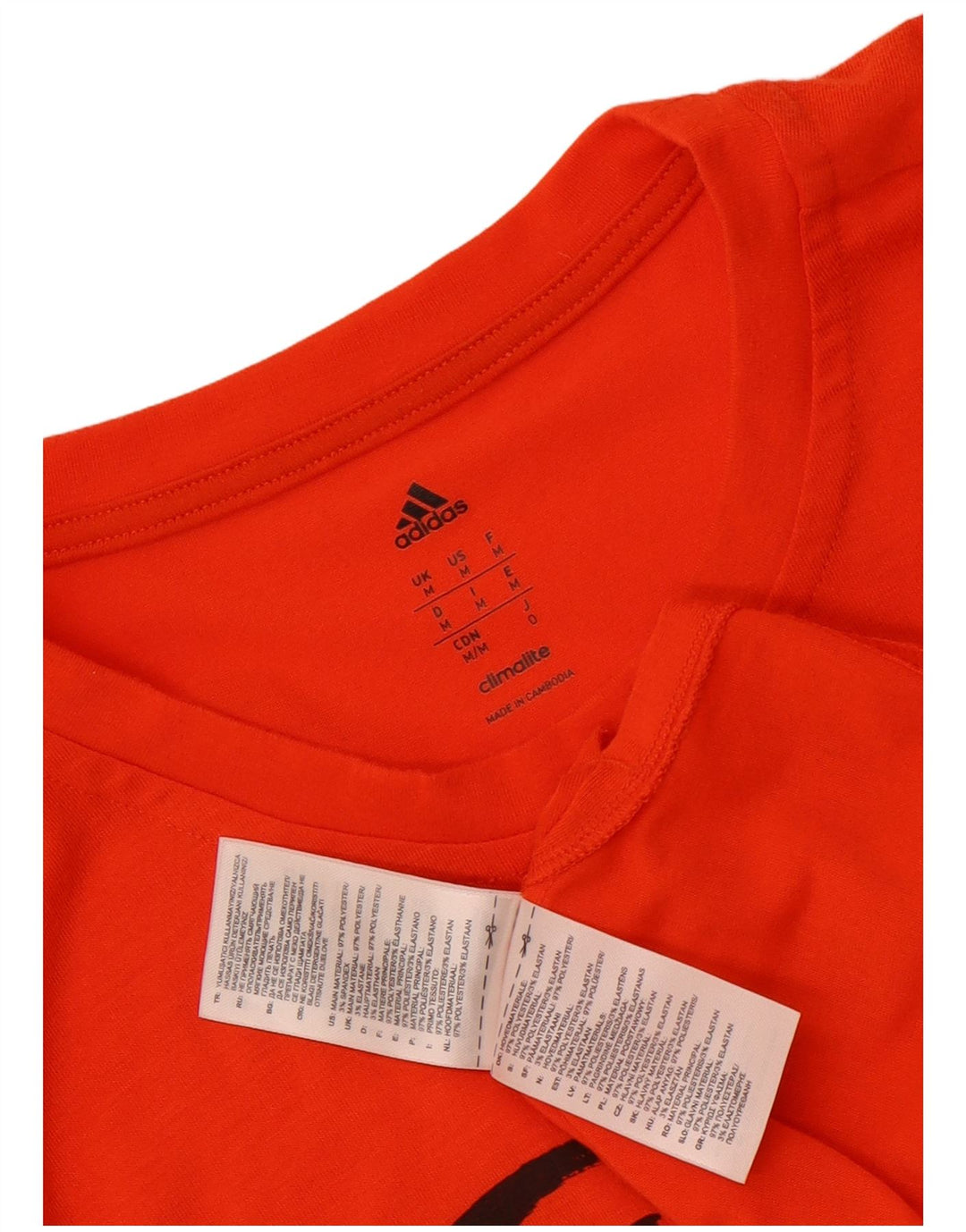 Ανδρικό γραφικό T-Shirt Adidas Climalite Top μεσαίο πορτοκαλί πολυεστέρας
