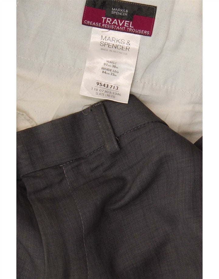 Marks & Spencer Ανδρικό ίσιο παντελόνι Chino W38 L33 Grey Polyester