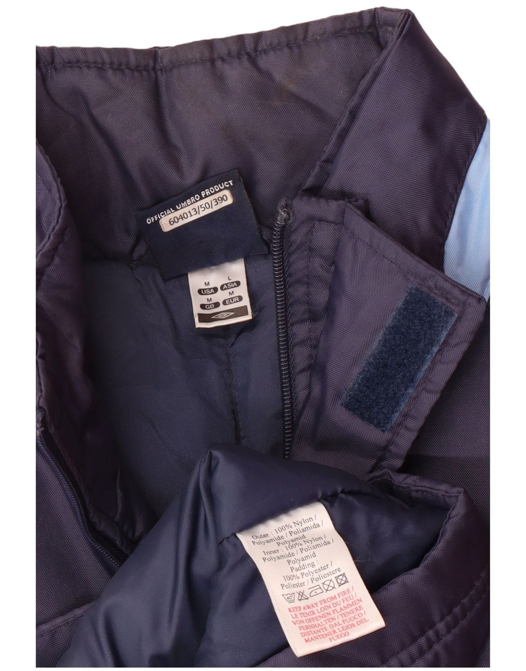 Ανδρικό παλτό UMBRO με κουκούλα με επένδυση UK 38 Medium Navy Blue Colorblock Nylon