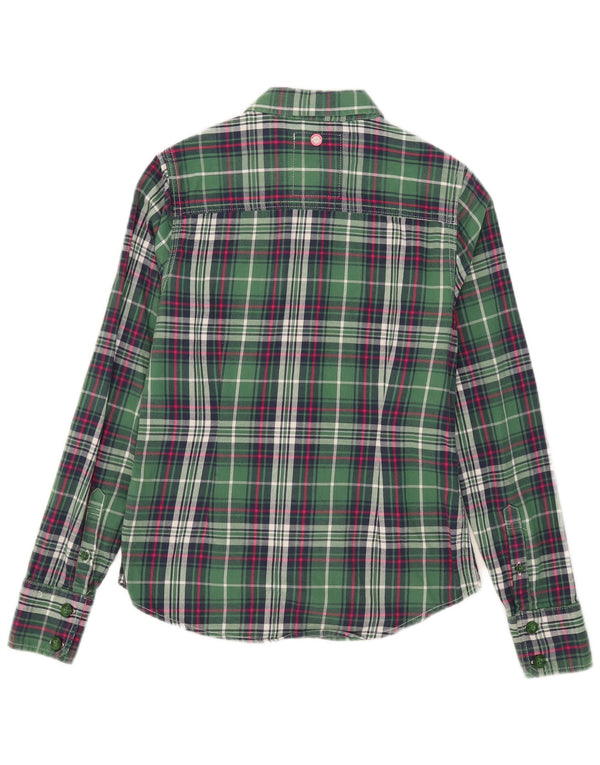Superdry γυναικείο φανελένιο πουκάμισο UK 10 Small Green Check Cotton