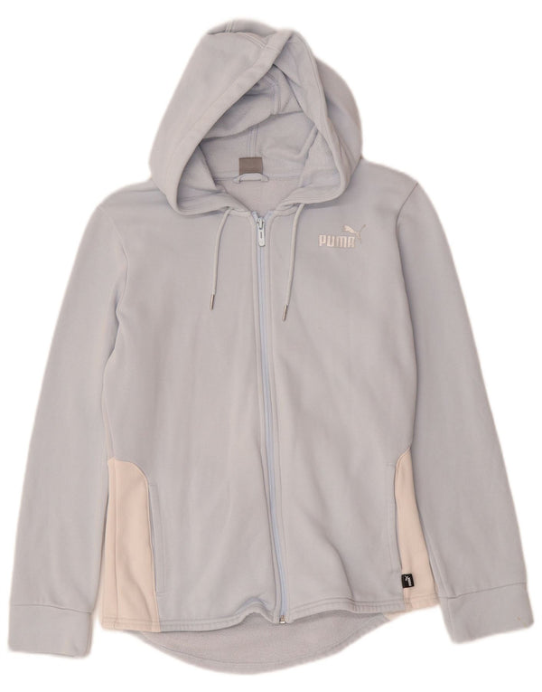 Puma γυναικείο πουλόβερ με κουκούλα με φερμουάρ UK 10 Small Blue Colourblock Βαμβακερό