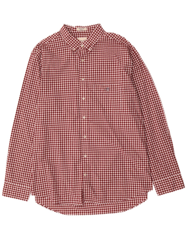 Ανδρικό πουκάμισο Gant Regular Fit Size 47/48 19 3XL Burgundy Gingham Cotton