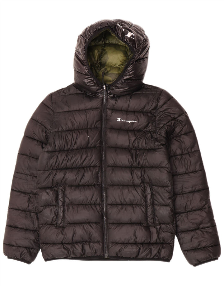Champion Boys Hooded Jacket 11-12 Years Black Polyester