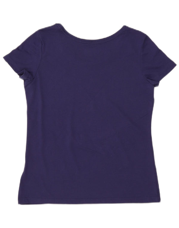 Γυναικείο γραφικό T-shirt ADIDAS Climalite Top UK 12/14 Medium Navy Blue