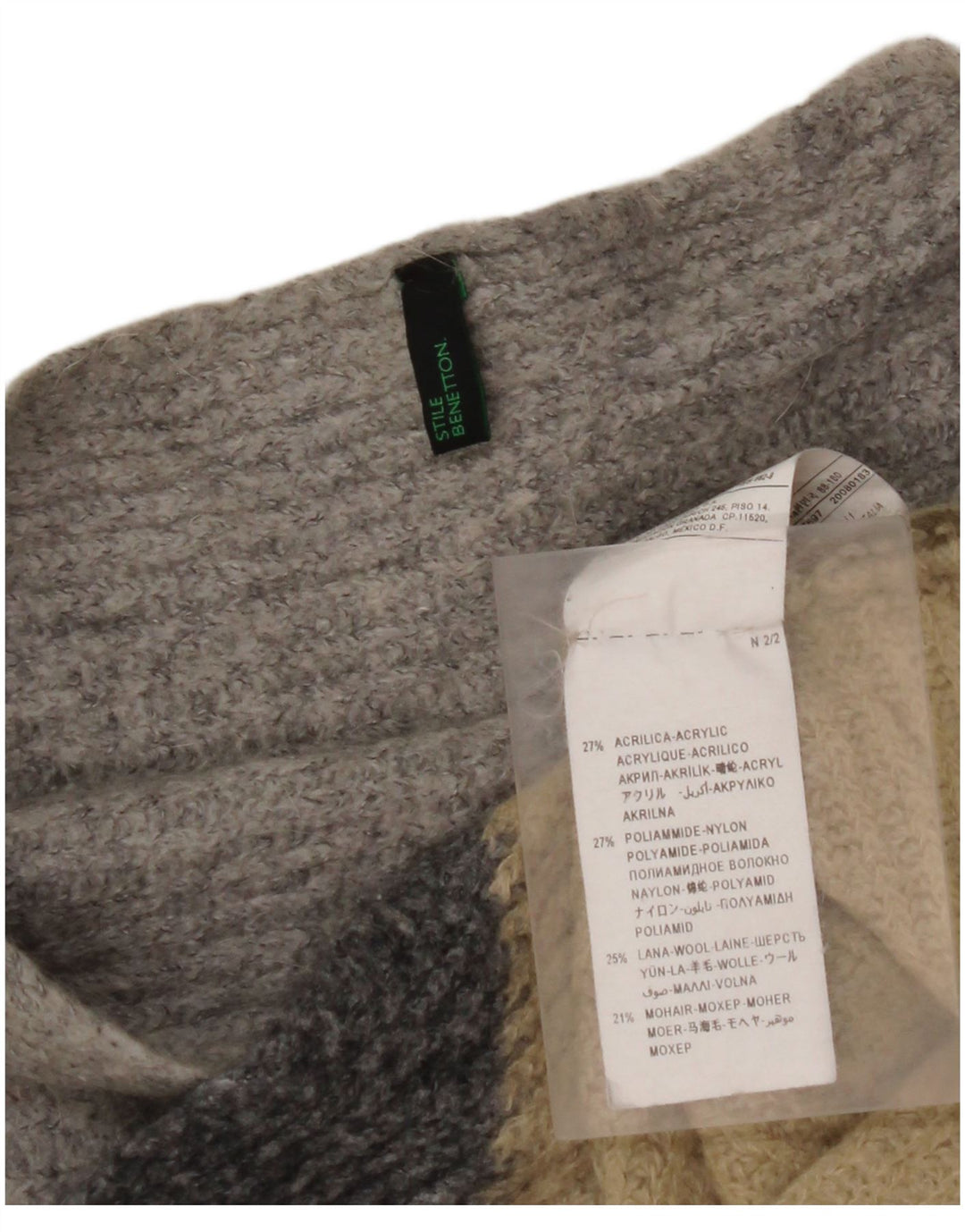 BENETTON Γυναικείο πουλόβερ με λαιμόκαυστο UK 14 Μεσαίο Πολύχρωμο