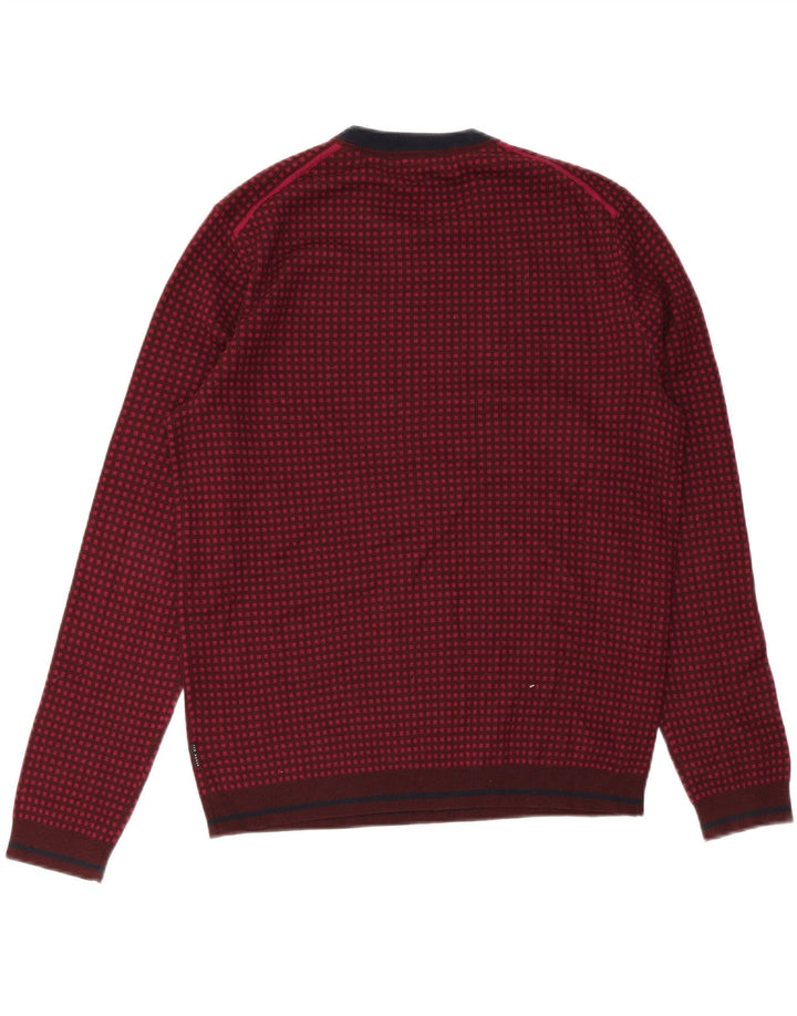 Ανδρικό πουλόβερ με λαιμόκοψη Ted Baker, μέγεθος 5 XL, μπορντό μαλλί