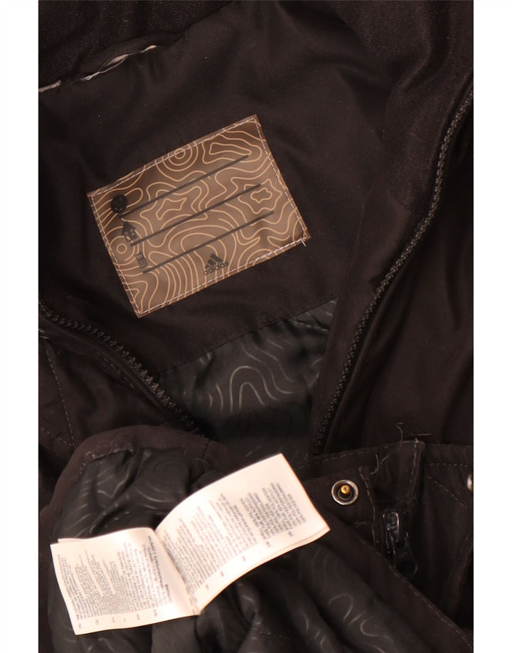 Adidas Γυναικείο μπουφάν Parka με κουκούλα UK 14 Μεσαίο Μαύρο Πολυεστέρα