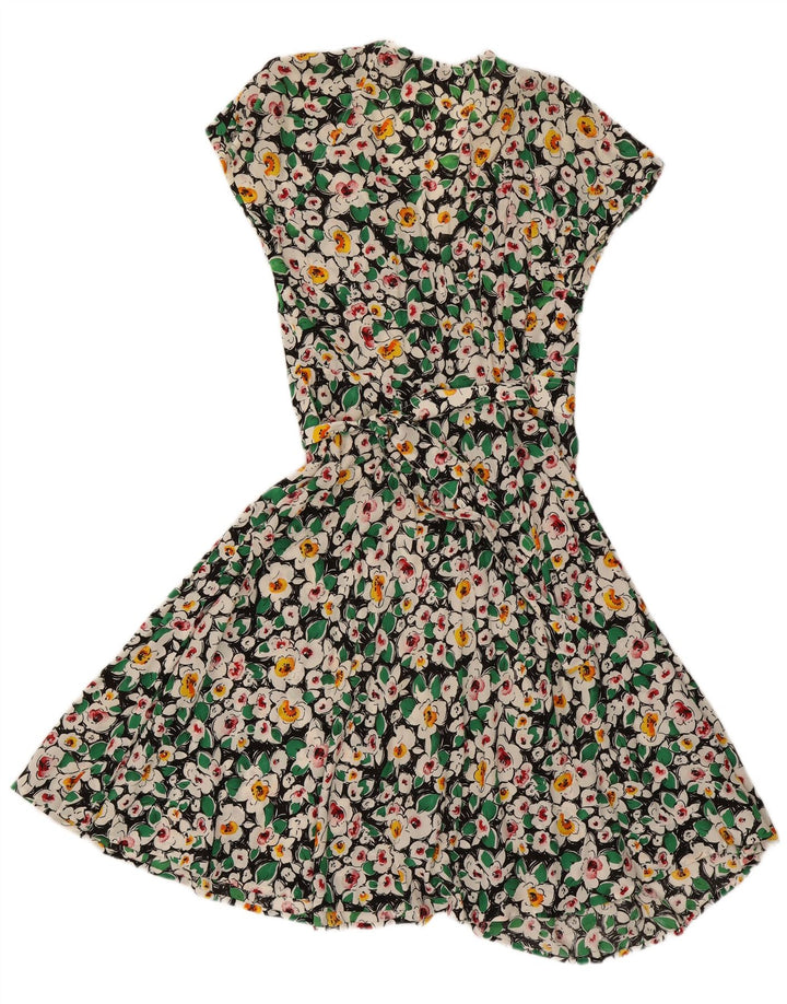 Vintage γυναικείο wrap φόρεμα UK 12 Medium πολύχρωμο Floral