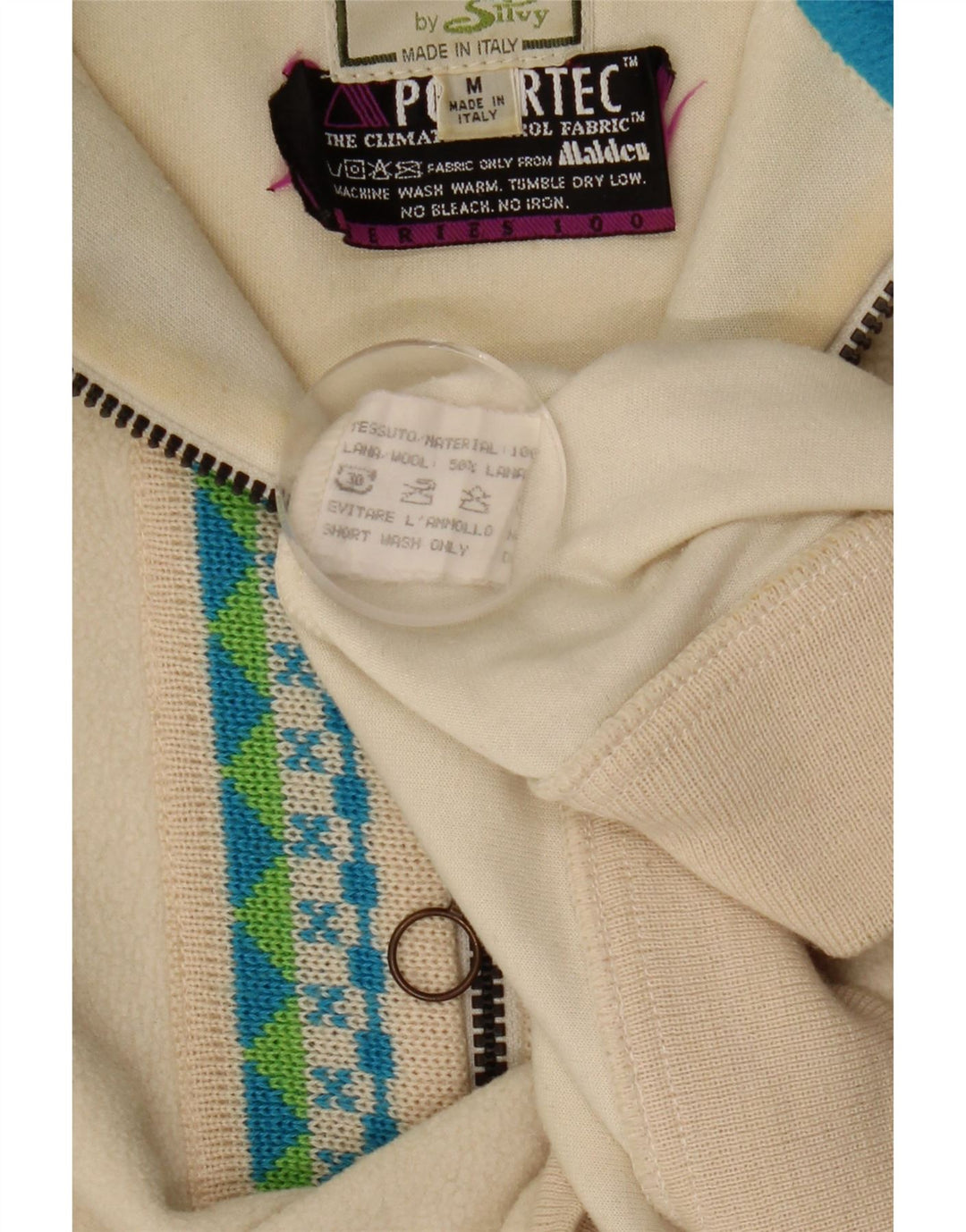 Silvy ανδρικό Polartec με φερμουάρ με λαιμόκοψη Fleece Jumper Medium Beige Fair Isle Polyester
