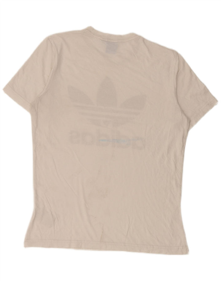 Ανδρικό γραφικό T-Shirt Adidas Top από μεσαίο λευκό βαμβακερό