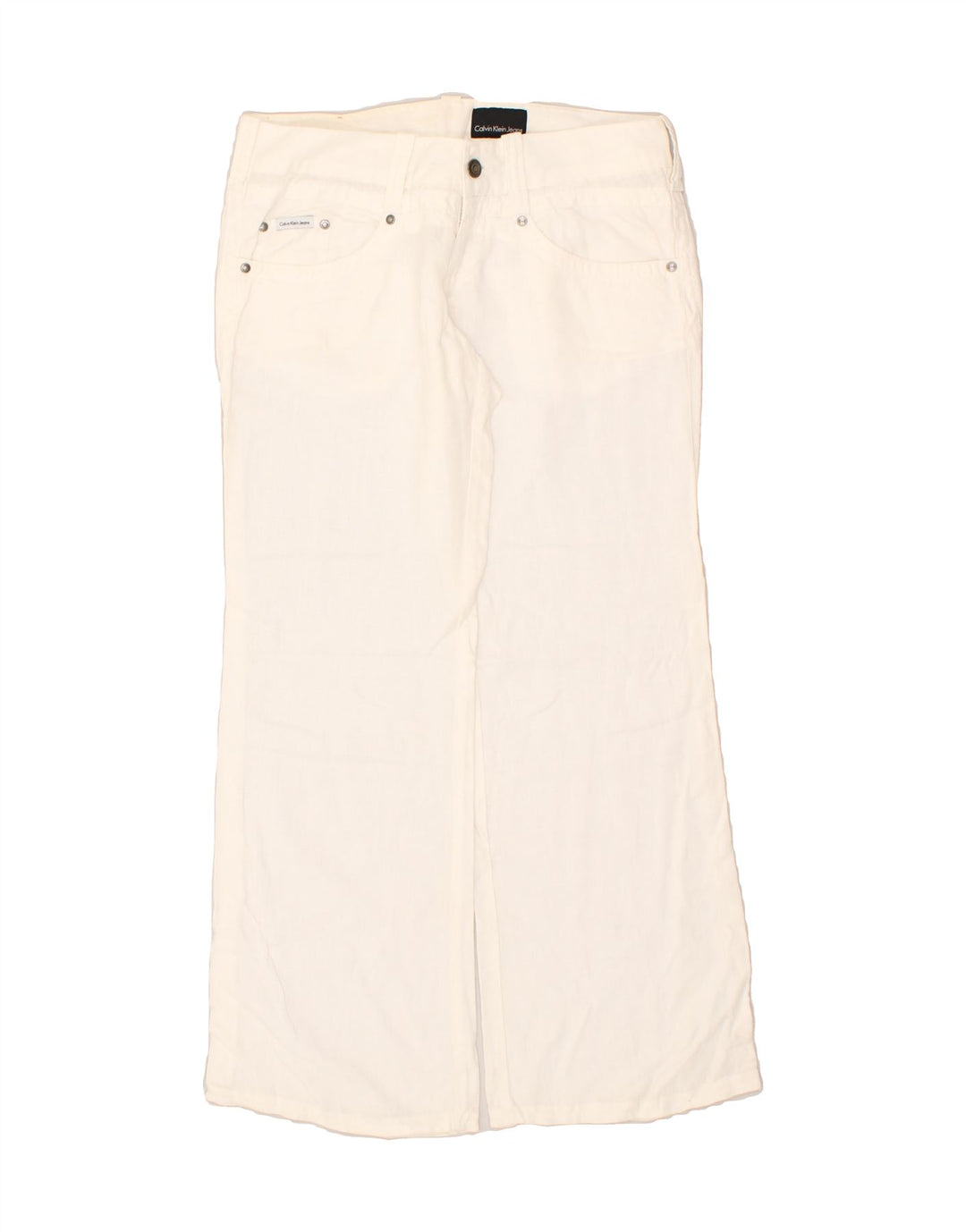 CALVIN KLEIN Womens See Through Loose Fit Casual Trousers W30 L28 White | Vintage Calvin Klein | Thrift | Second-Hand Calvin Klein | Used Clothing | Messina Hembry 