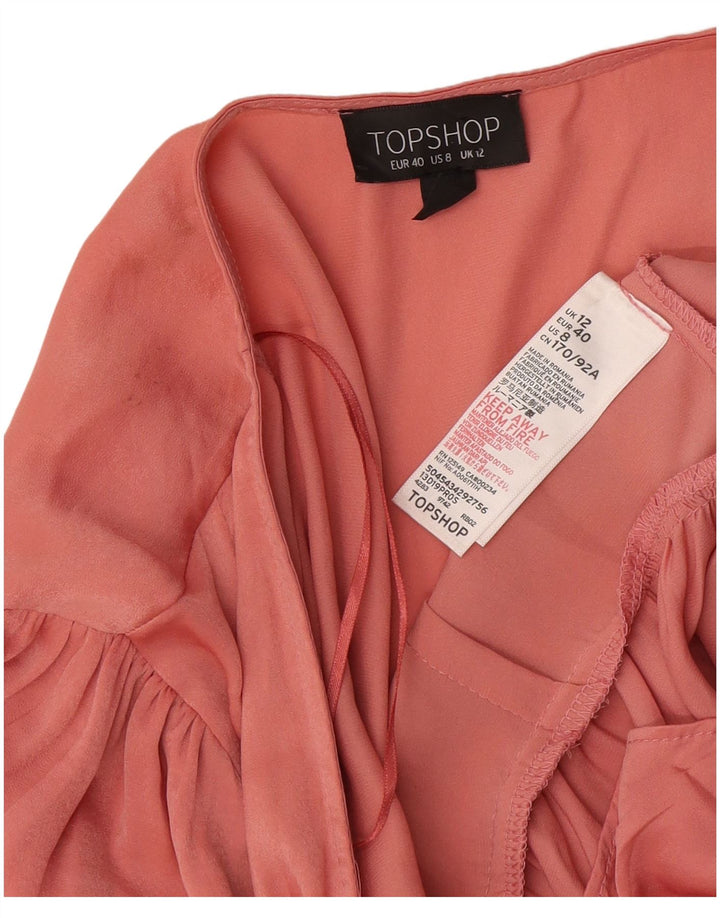 Topshop Γυναικείο πουκάμισο Wrap Μπλούζα UK 12 Medium Pink Polyester
