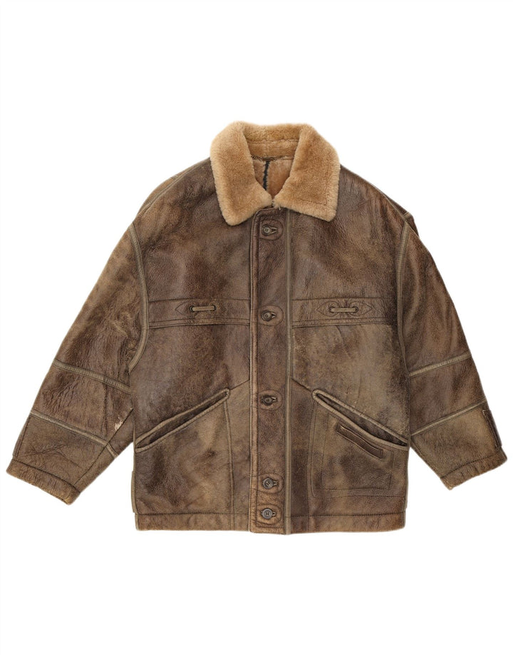 Ανδρικό Shearling Jacket Christ IT 48 Δερμάτινο Μεσαίο Καφέ