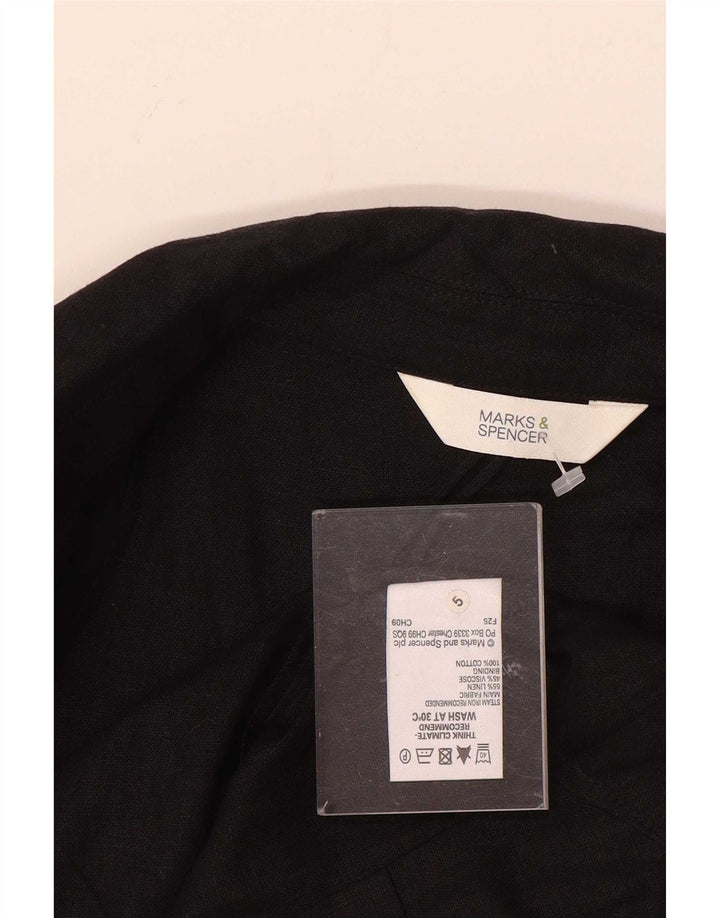Marks & Spencer Γυναικείο Μπουφάν Blazer με 3/4 μανίκια UK 8 μικρό μαύρο λινό