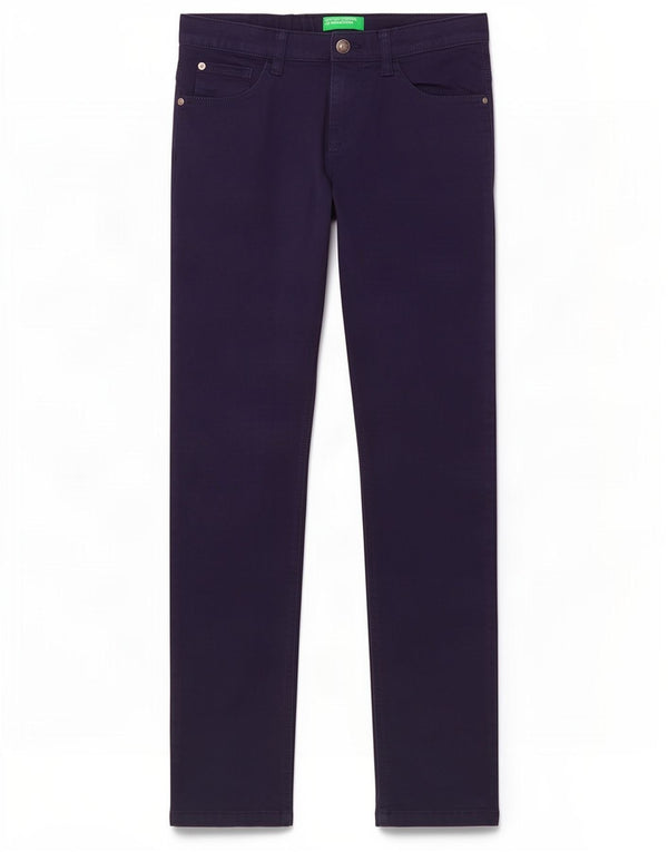 Benetton Boys Slim Casual Παντελόνι 11-12 ετών 2XL W26 L29 Navy Blue Cotton
