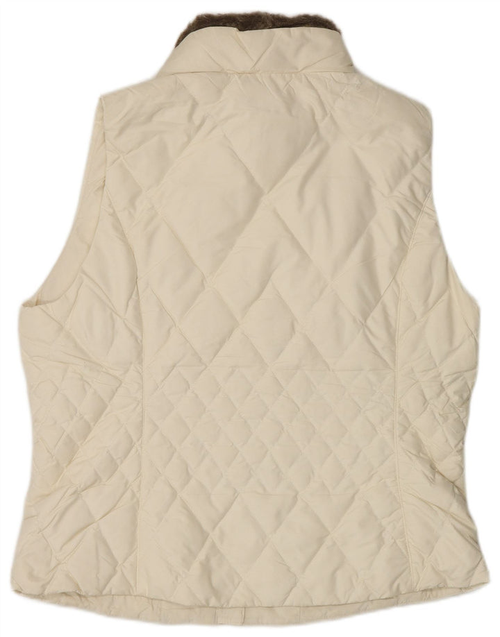 Eddie Bauer Γυναικείο padded Gilet UK 16 Large Off White Polyester