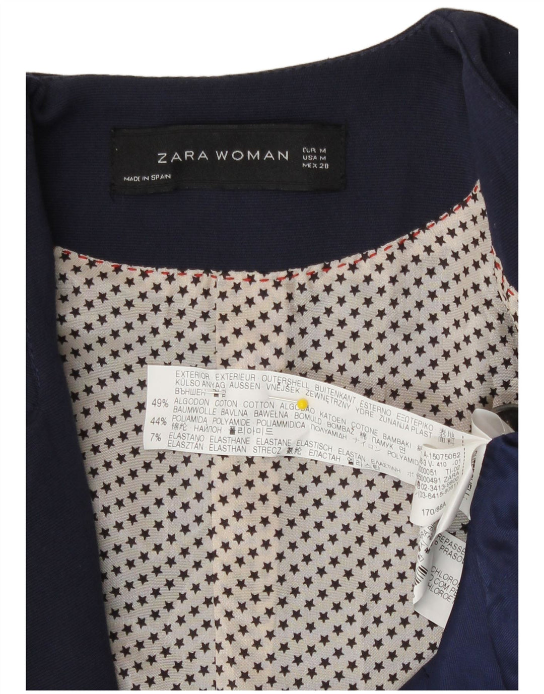 Zara Γυναικείο σακάκι 1 κουμπιού σακάκι UK 12 μεσαίου μπλε βαμβακερό