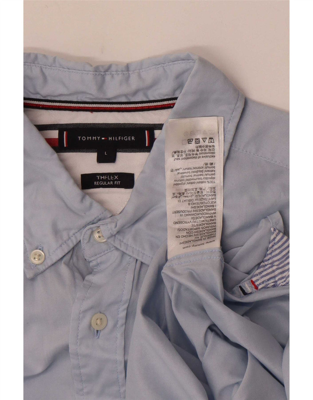 Tommy Hilfiger Ανδρικό πουκάμισο με κανονική εφαρμογή, μεγάλο μπλε βαμβακερό