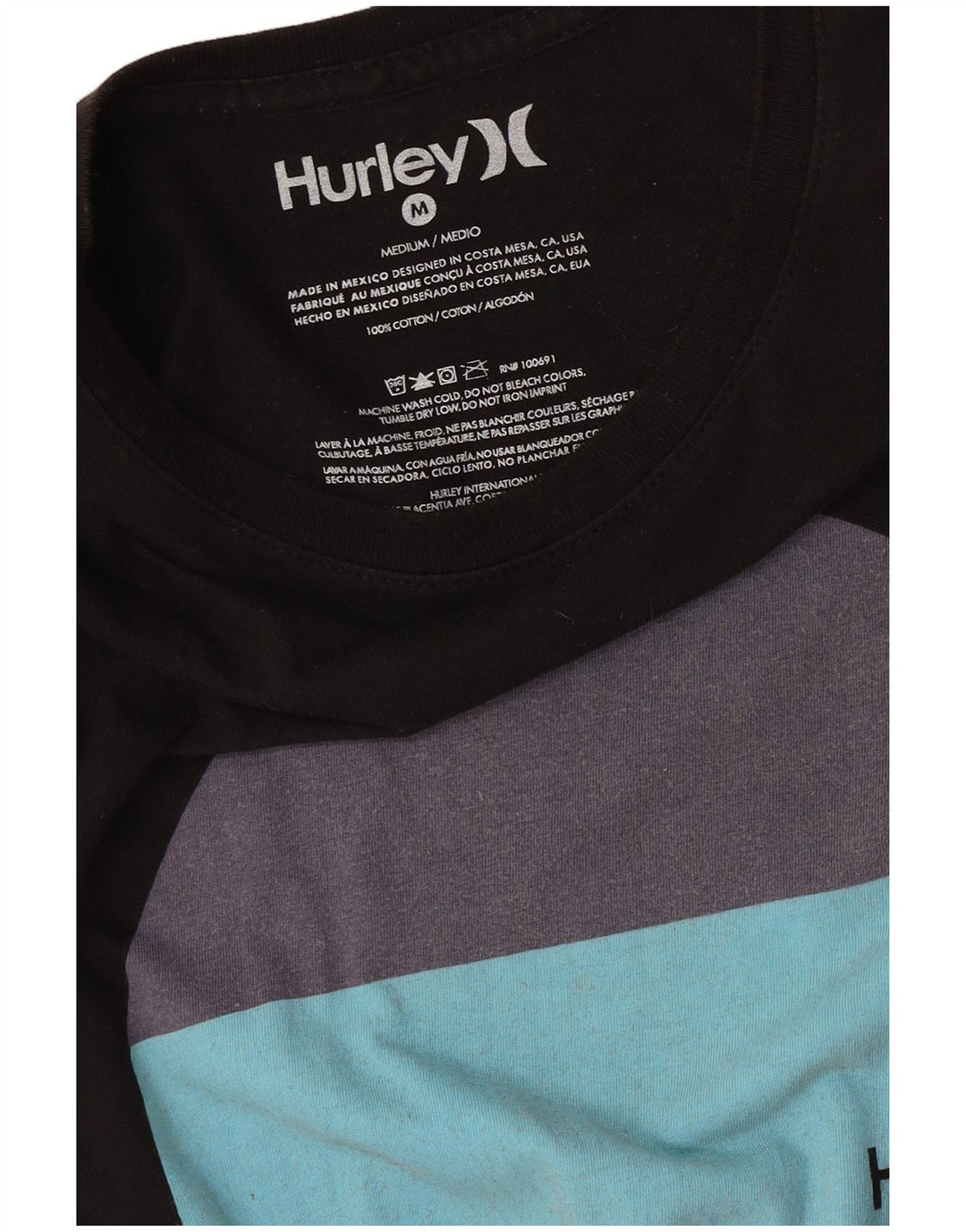 Ανδρικό γραφικό T-Shirt Hurley Top Μεσαίο μαύρο βαμβακερό
