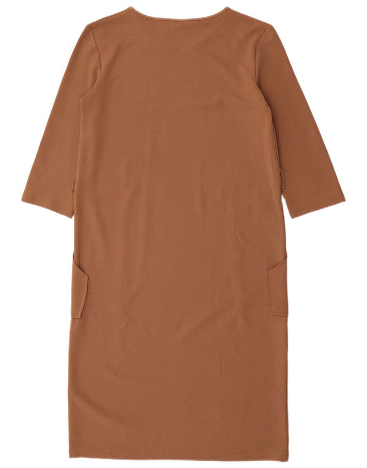 Zara Γυναικείο φόρεμα 3/4 Sleeve Shift UK 10 Small Brown
