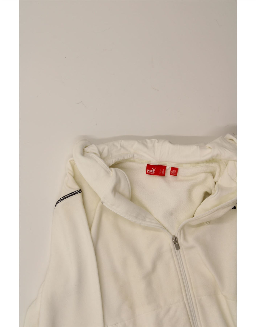 PUMA Mens Hooded Zip Hoodie Sweater Medium White Cotton Vintage Puma and Second-Hand Puma from Messina Hembry 