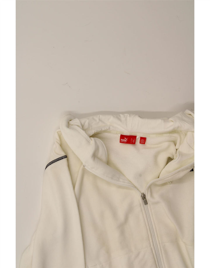 PUMA Mens Hooded Zip Hoodie Sweater Medium White Cotton Vintage Puma and Second-Hand Puma from Messina Hembry 
