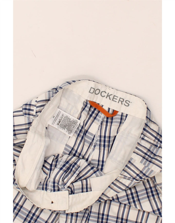 DOCKERS Womens Chino Shorts W34 Large  Blue Check Cotton Vintage Dockers and Second-Hand Dockers from Messina Hembry 