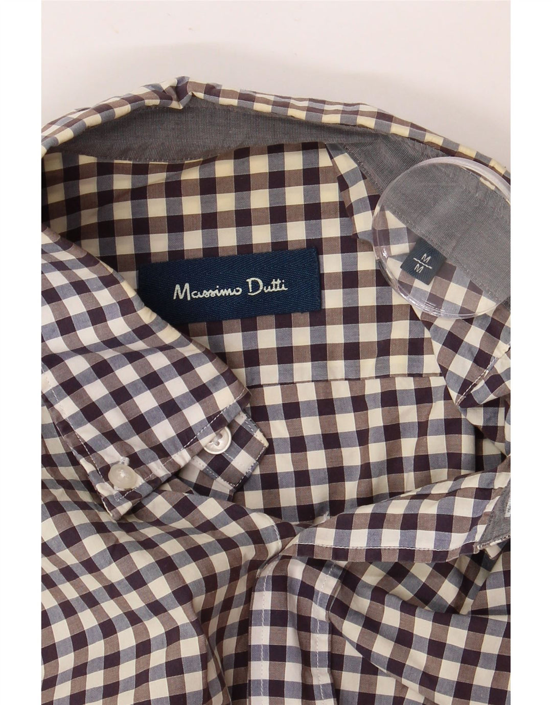 Ανδρικό πουκάμισο Massimo Dutti σε μεσαίο καφέ Gingham