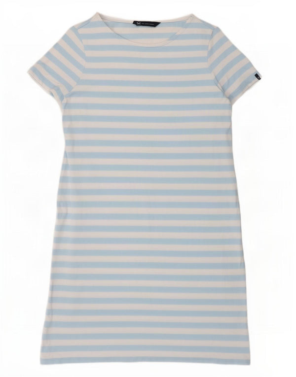 Crew Clothing Γυναικείο T-Shirt Φόρεμα UK 10 Small Blue ριγέ βαμβακερό