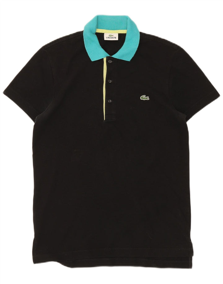 Ανδρικό μπλουζάκι πόλο LACOSTE, Μέγεθος 3, Small Black Colourblock Βαμβακερό