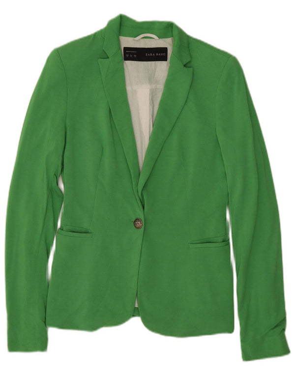 Zara Γυναικείο Μπουφάν 1 Button Blazer UK 6 XS Green Viscose