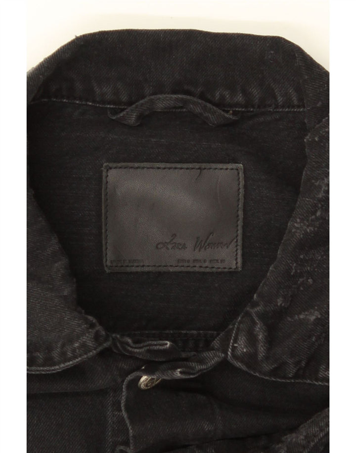 Ανδρικό τζιν μπουφάν ZARA Distressed UK 36 Small Black Cotton
