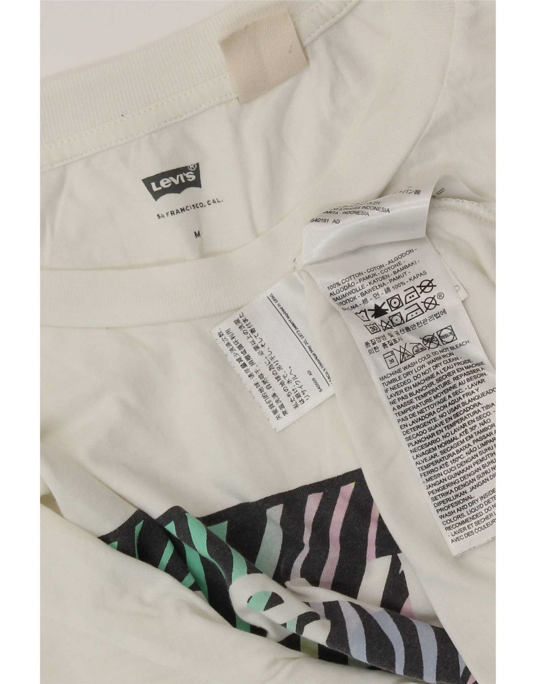 Γυναικείο γραφικό μπλουζάκι Levi's Top UK 14 μεσαίο λευκό βαμβακερό