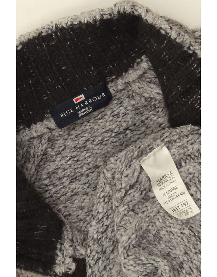 Ανδρικό πουλόβερ Marks & Spencer Blue Harbor με φερμουάρ XL με γκρι φλιτζάνι