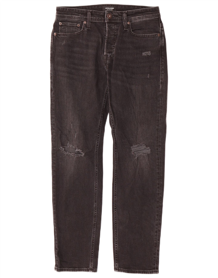Ανδρικό Jack & Jones Distressed Slim Jeans W29 L30 Μαύρο βαμβακερό