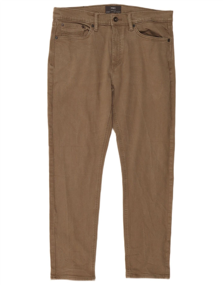 Marks & Spencer Ανδρικό Slim Jeans W34 L29 Χακί βαμβακερό