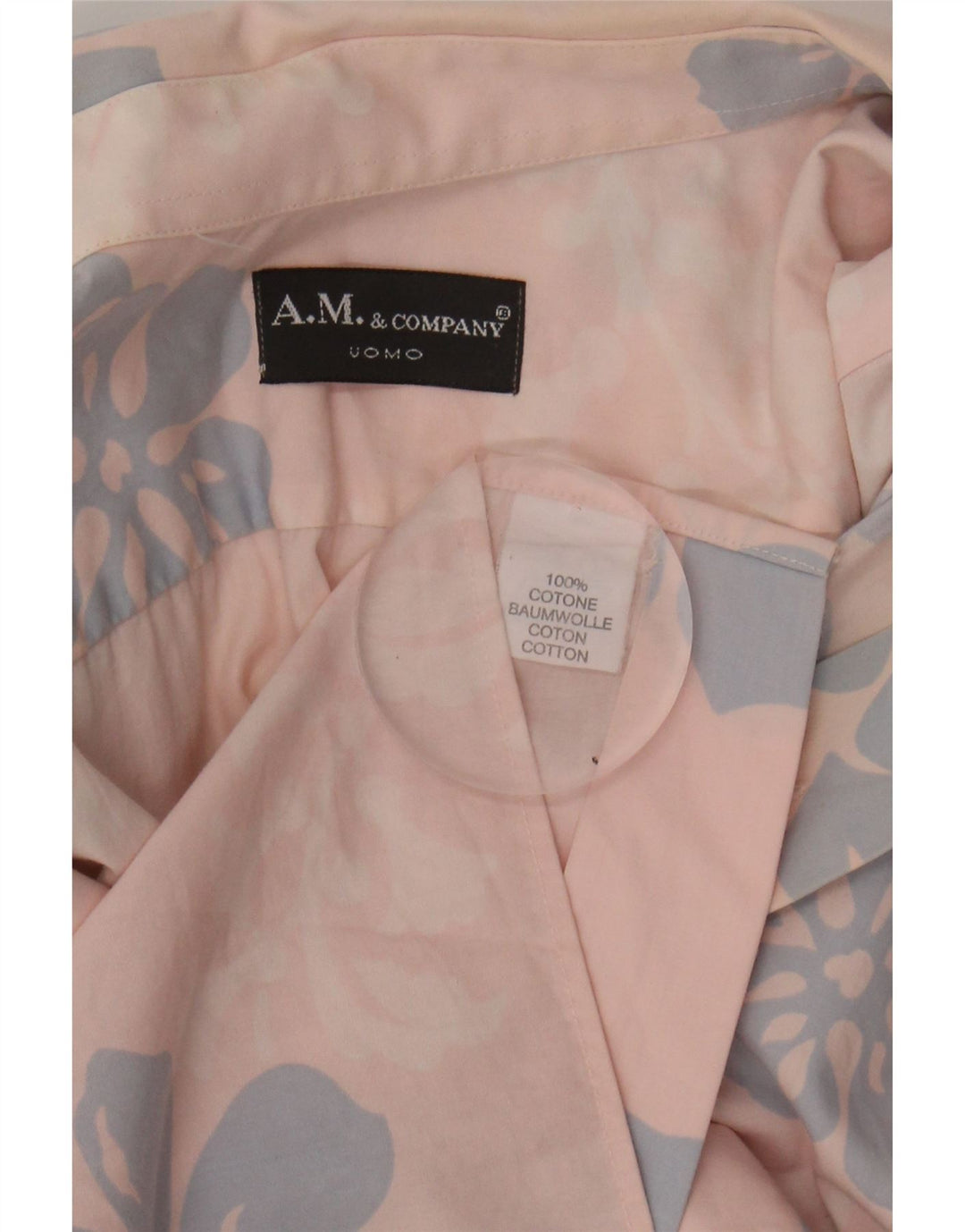 A.M. & COMPANY Mens Shirt Medium Pink Floral Cotton