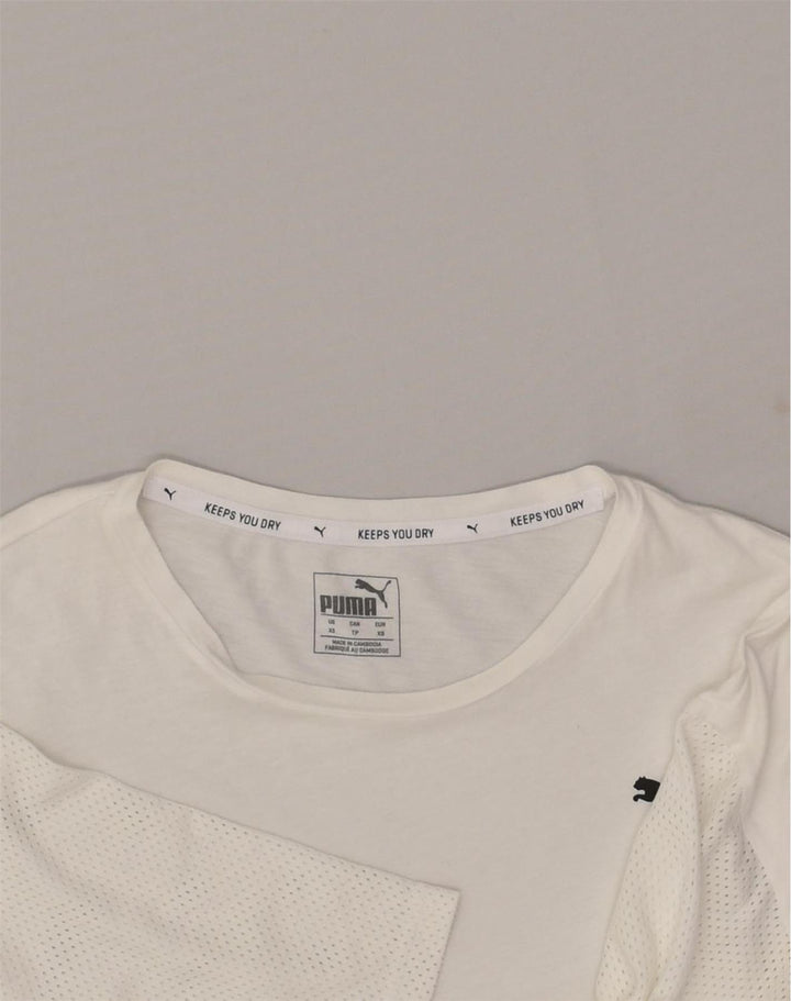 PUMA Mens Graphic T-Shirt Top XS White Colourblock Cotton | Vintage Puma | Thrift | Second-Hand Puma | Used Clothing | Messina Hembry 
