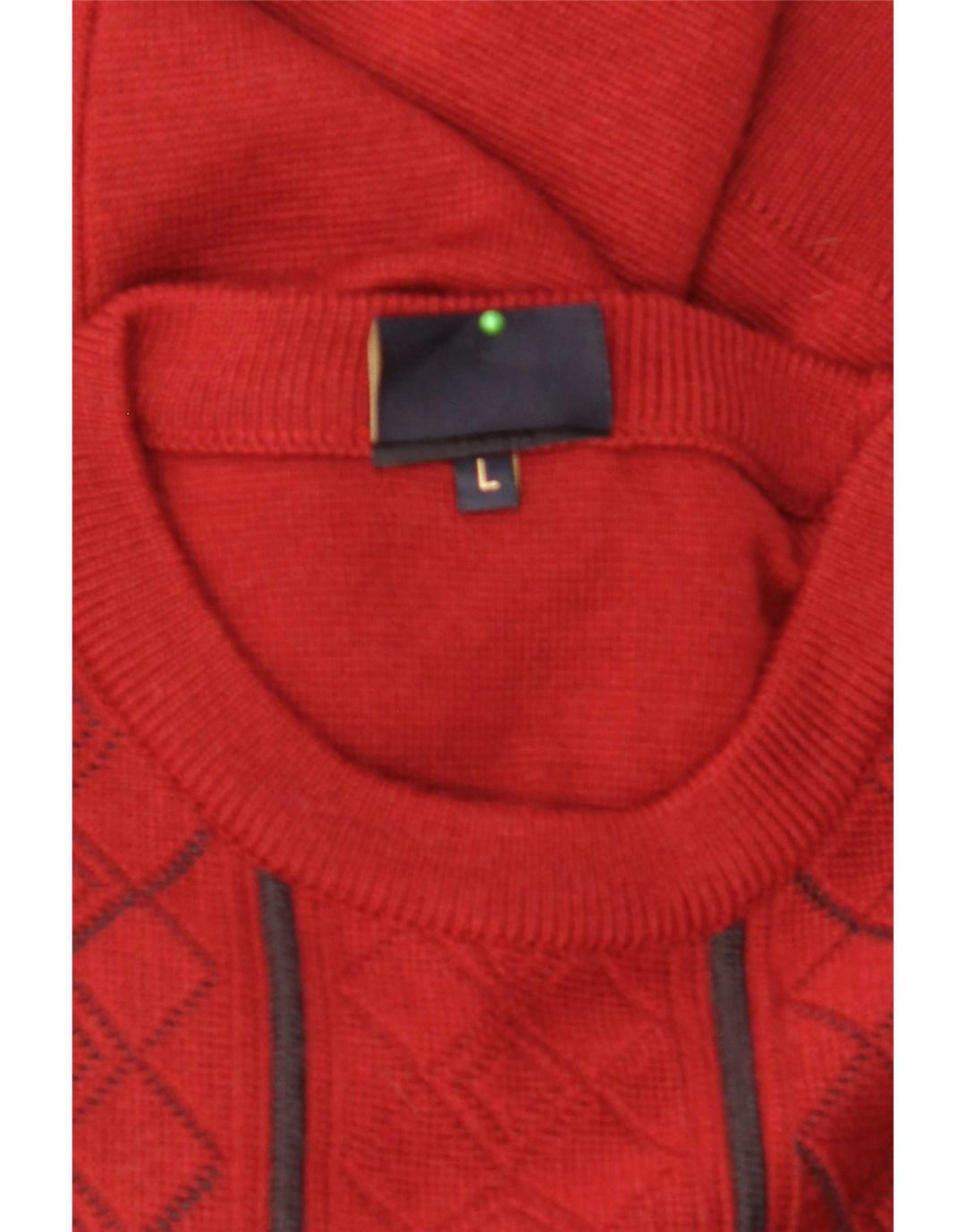 Ανδρικό πουλόβερ Gabicci Crew Neck Jumper Μεγάλο κόκκινο Argyle/Diamond Wool