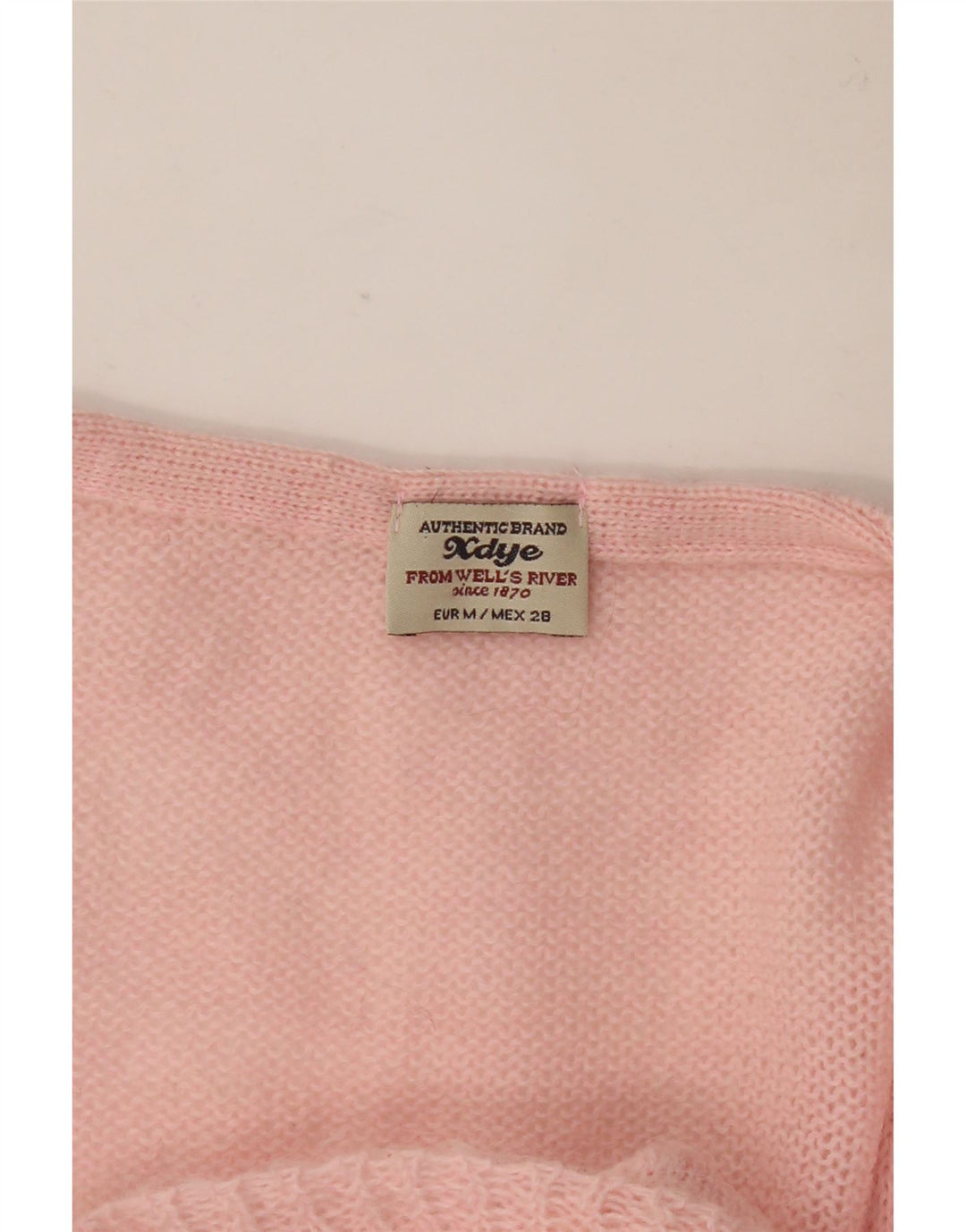 Vintage γυναικείο πουλόβερ με V λαιμόκοψη UK 12 Medium Pink