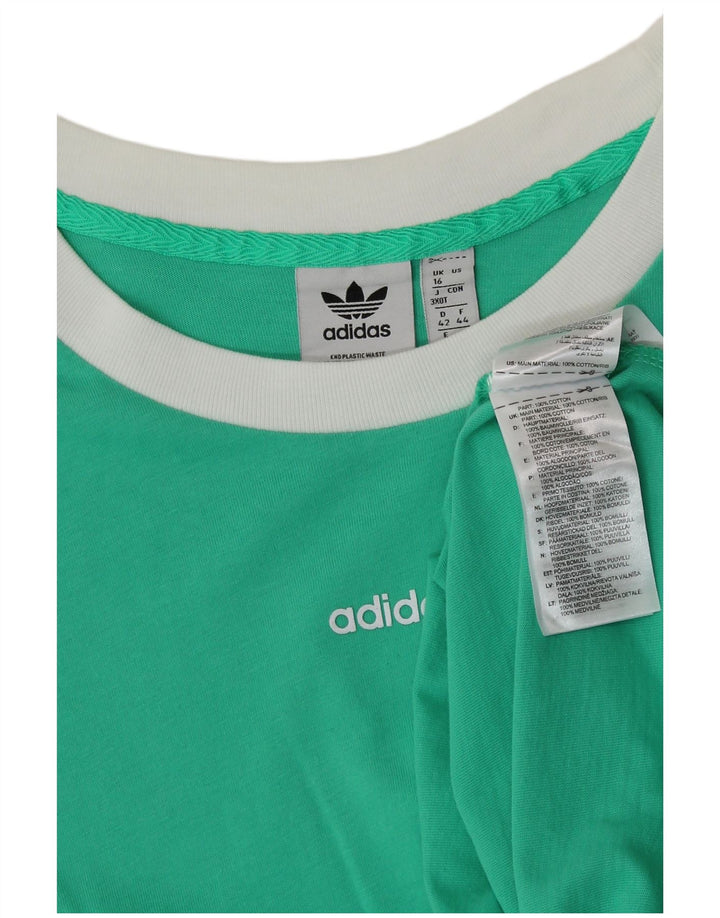 Γυναικείο T-Shirt ADIDAS Top UK 16 Μεγάλο πράσινο βαμβακερό