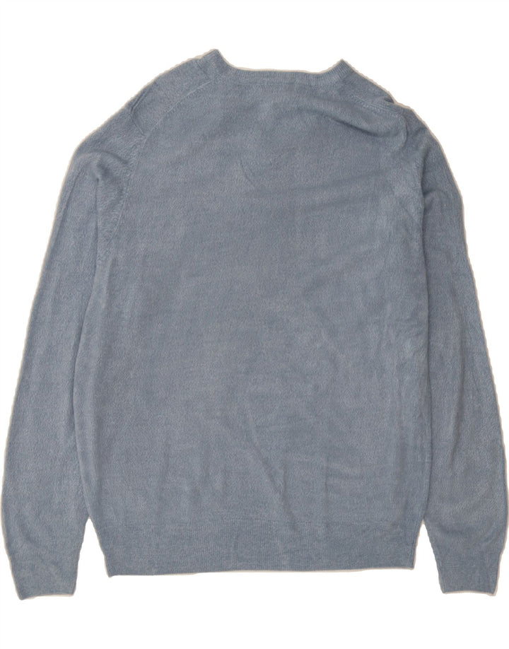 DOCKERS Mens V-Neck Jumper Sweater Large Blue Check Acrylic Vintage Dockers and Second-Hand Dockers from Messina Hembry 