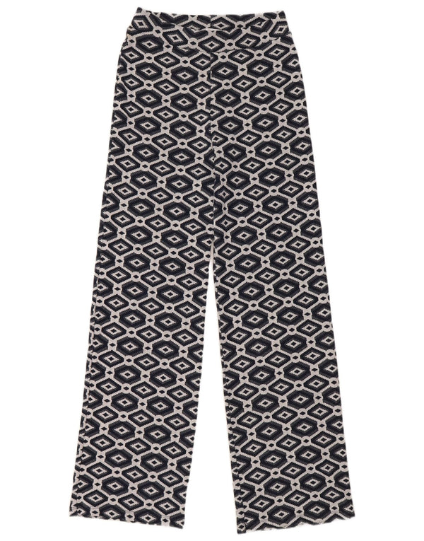 Zara Γυναικείο Φαρδύ Παντελόνι Πόδι Medium W28 L30 Navy Blue Geometric