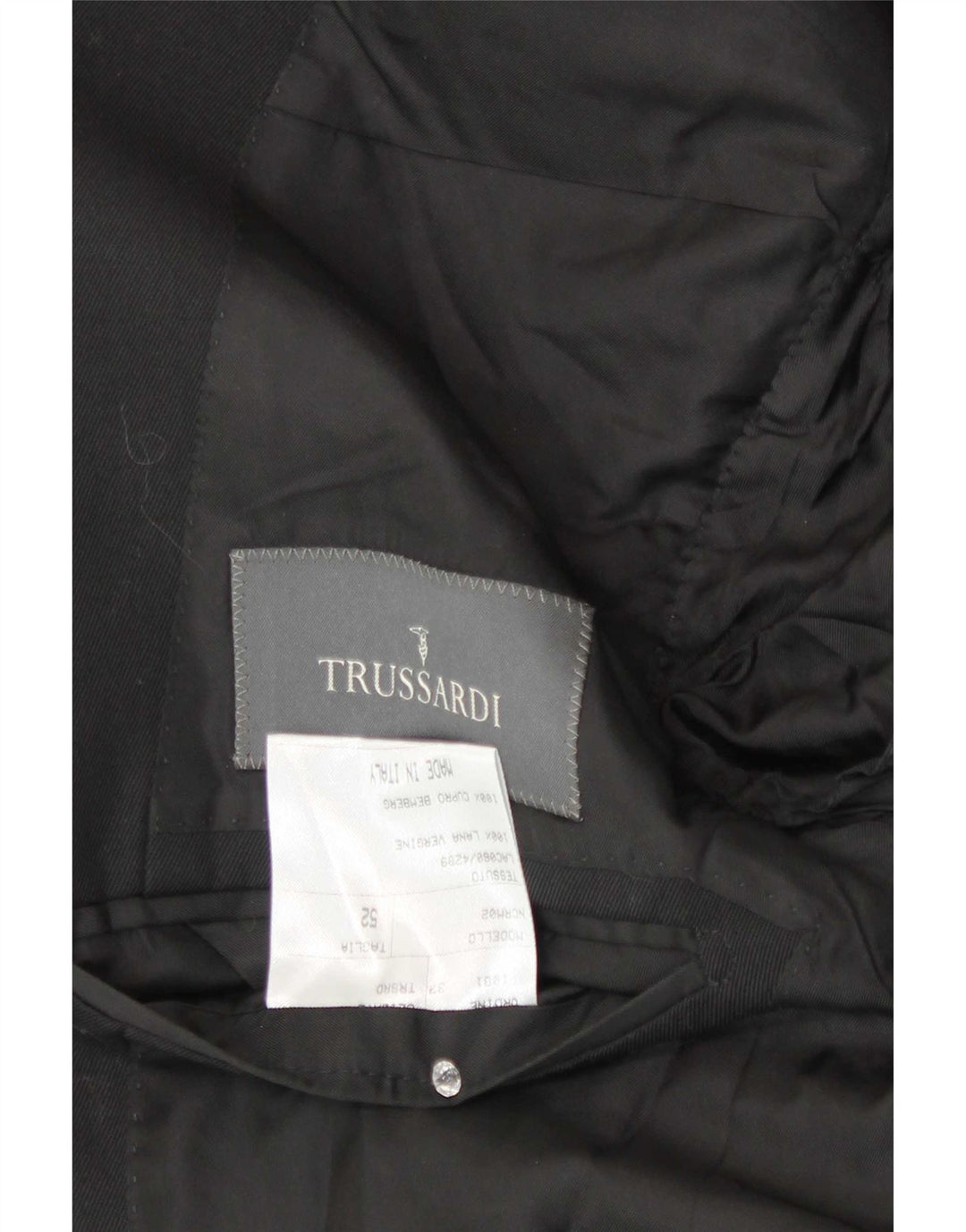 Trussardi Ανδρικό σακάκι σακάκι 2 κουμπιών IT 52 XL Μαύρο Μάλλινο