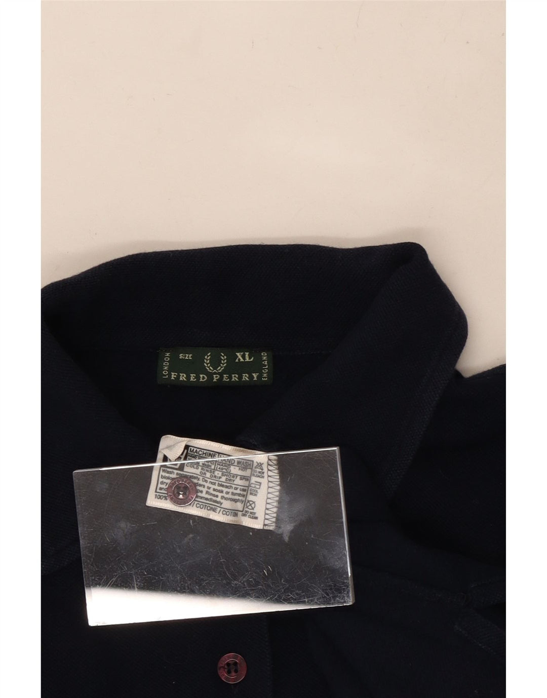 FRED PERRY Γυναικείο κοντομάνικο πουκάμισο UK 18 XL Navy Blue βαμβακερό