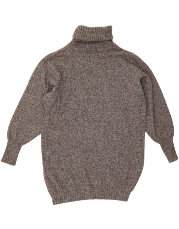 BARONI Womens Graphic Roll Neck Jumper Sweater UK 14 Medium Grey Wool Vintage Baroni and Second-Hand Baroni from Messina Hembry 